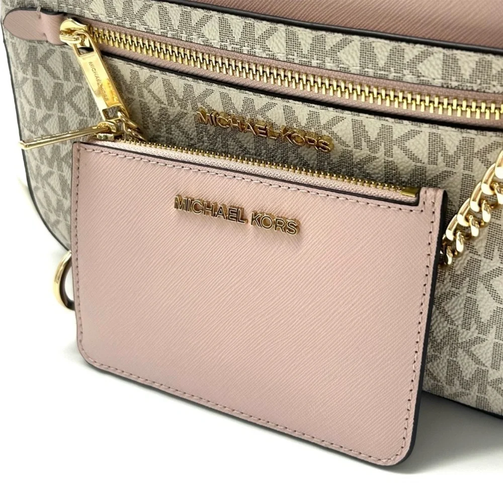 Michael Kors Jet Set LG Signature Logo Crossbody Bag & Matching TZ Coinpouch ID - Picture 11 of 14